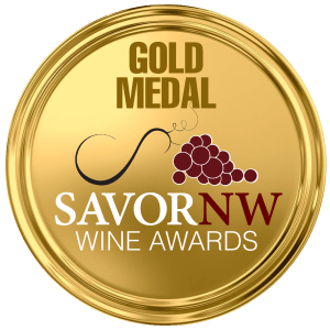 The gold medal image from SavorNW Wine Awards.