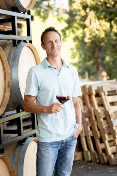 Winemaker and viticulturist Aaron Kendall at Compris Vineyard.