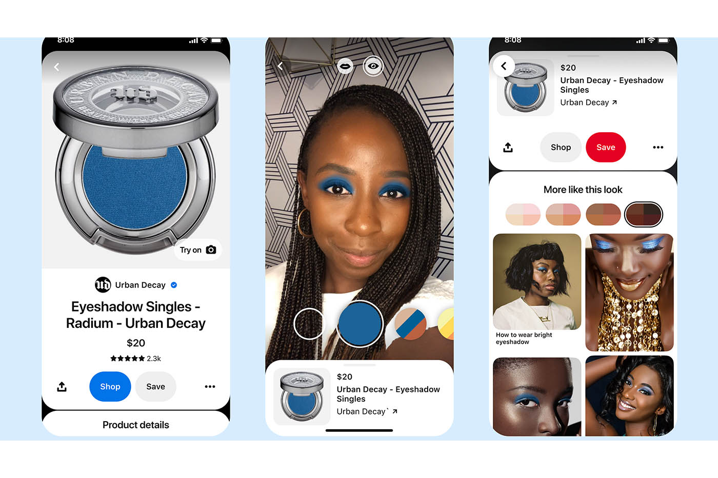 Pinterest offers virtual eyeshadow  try-on experience