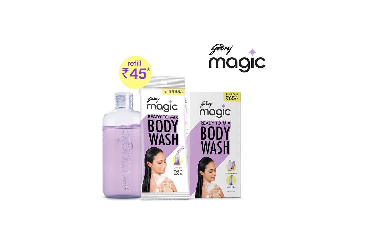 Buy Godrej Magic Ready To Mix Body Wash - Lavender Combi Pack