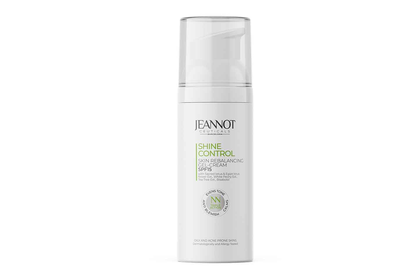 Blemish-free skin with Jeannot Ceuticals shine control skin rebalancing gel cream