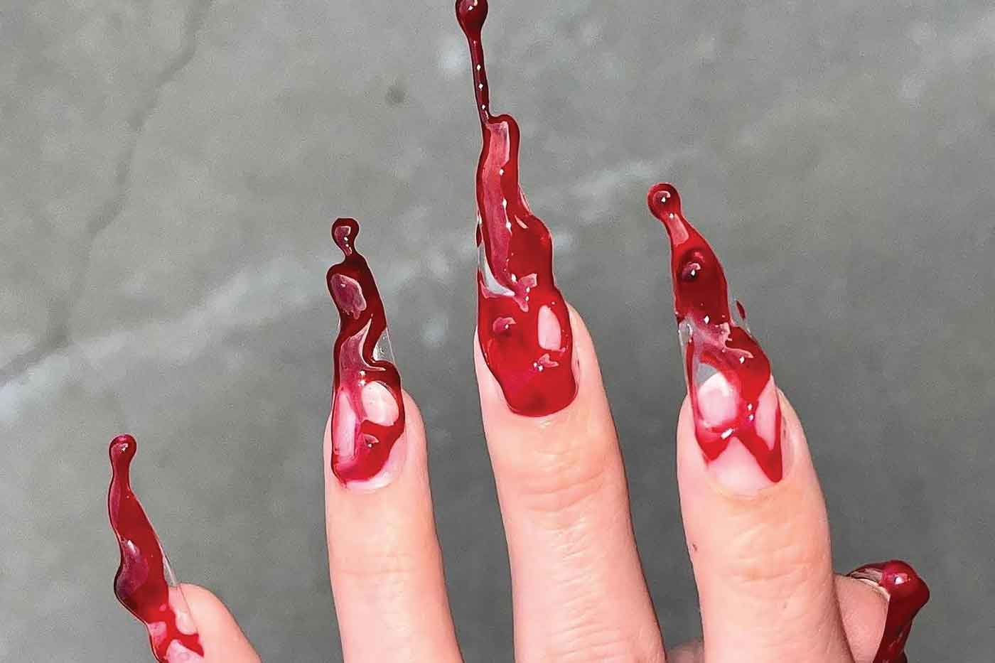 bloody drip nails by Stephanie Stone