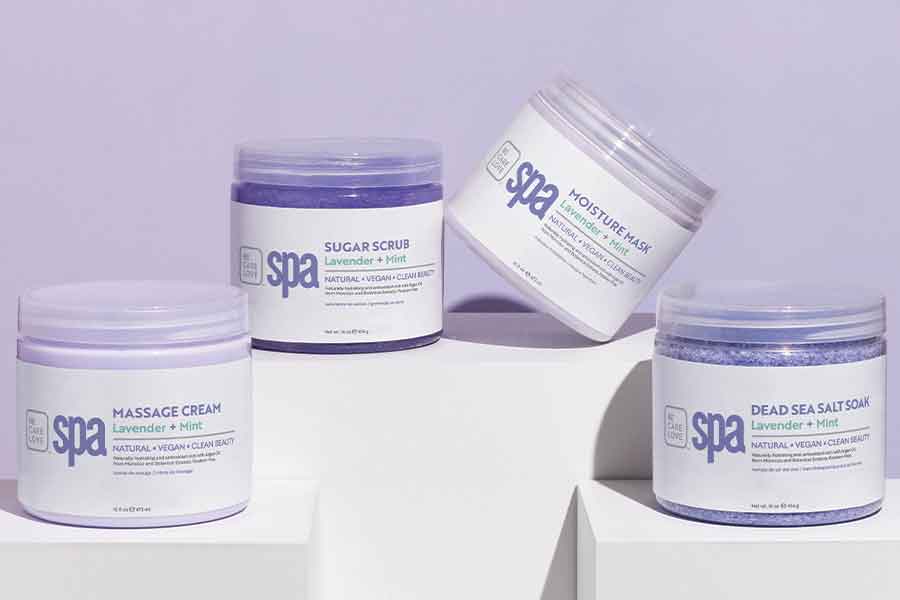 BCL Lavender Mint Spa Massage Cream, Sugar Scrub, Moisture Mask & Dead Sea Salt