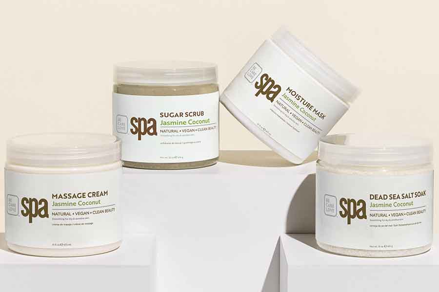 BCL Jasmine Coconut Dead Sea Salt Soak, Sugar Scrub, Moisture Mask & Massage Cream