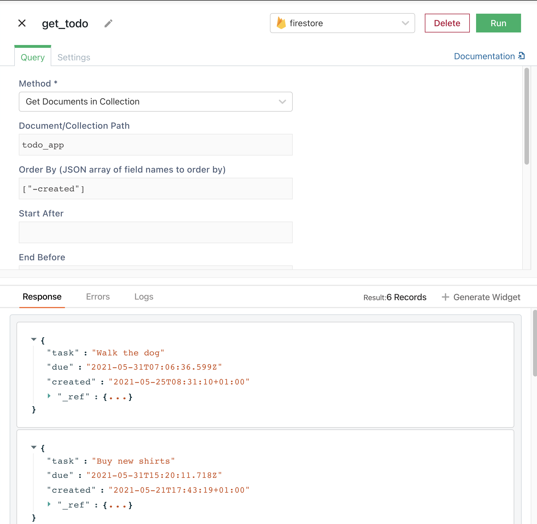 image showing query to get todos