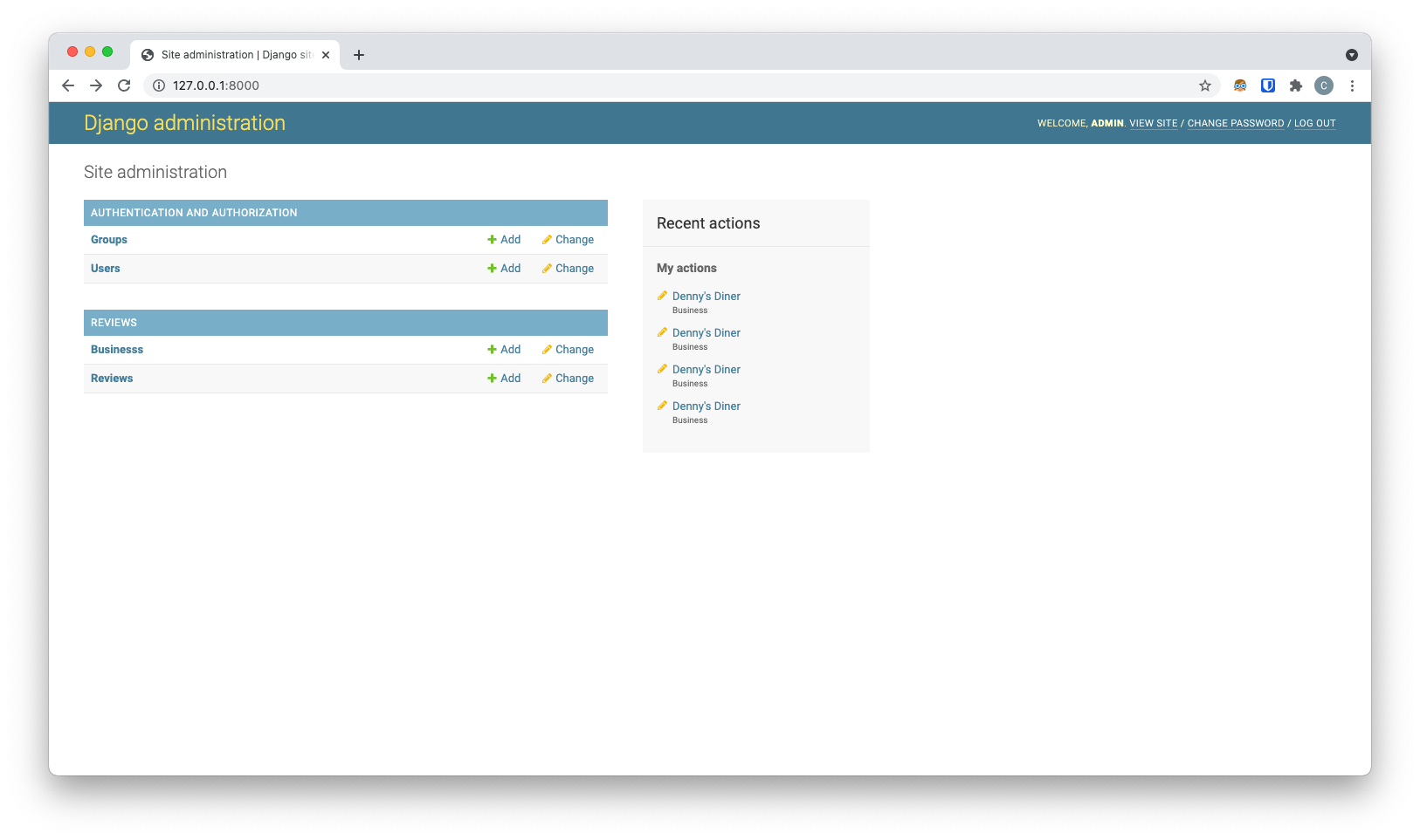 image showing dashboard with review app