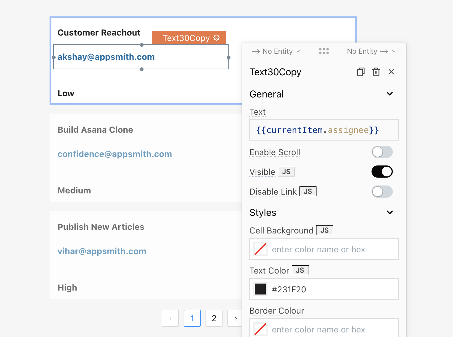 displaying data in the list