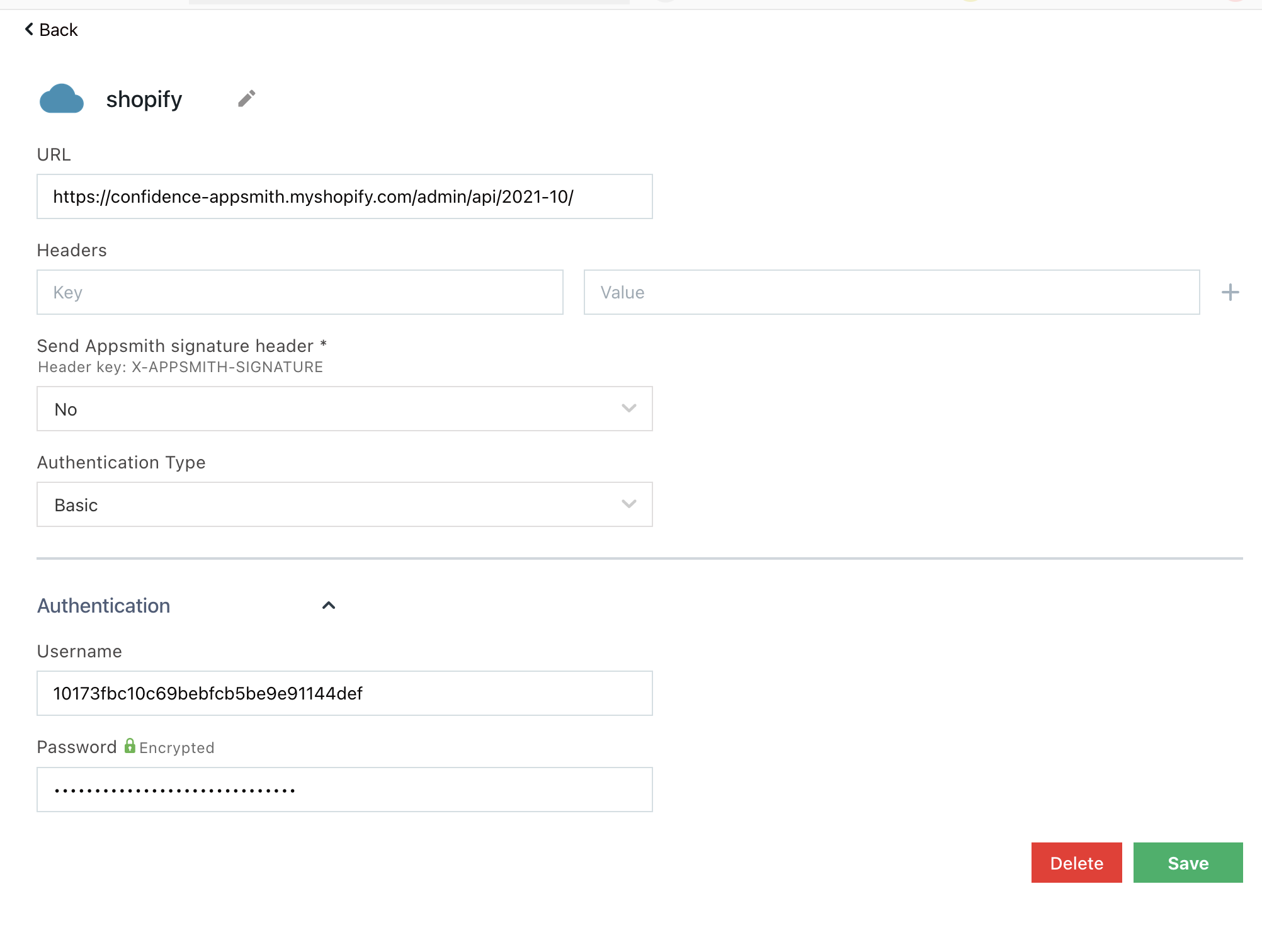 creating a Shopify datasource
