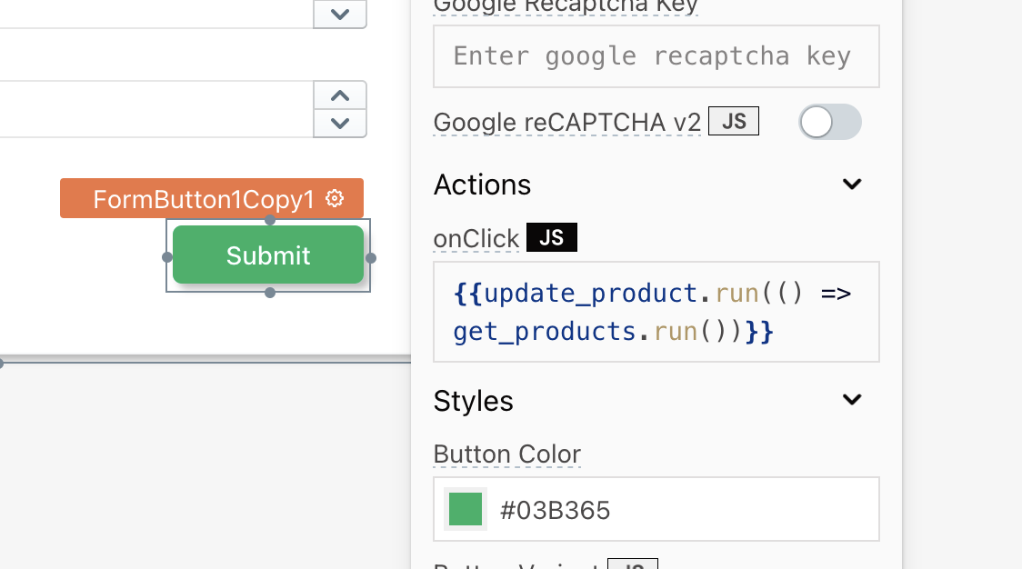 linking the update query to the submit button