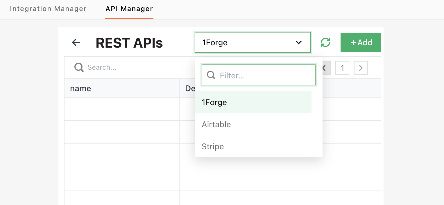 integration dropdown