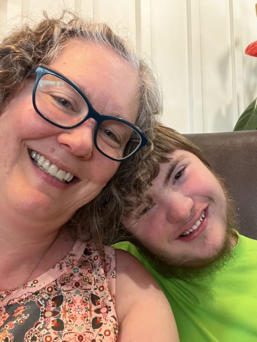 Close-up on a mother and her son