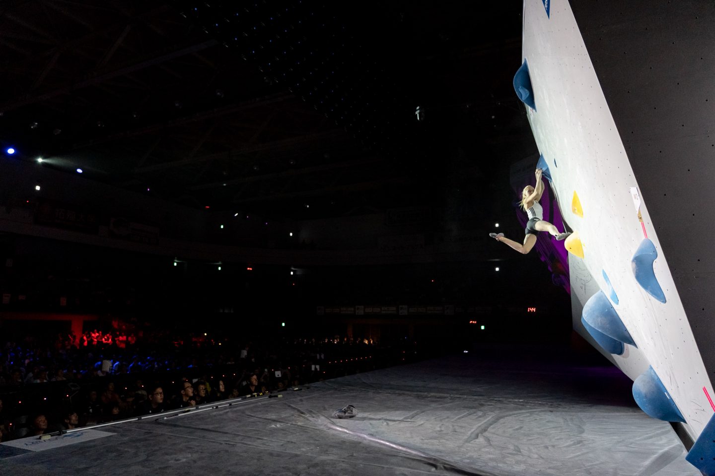 Janja Garnbret on the wall in the 2019 IFSC World Cup season where she won a record-breaking number of international competitions. ©Eddie Fowke