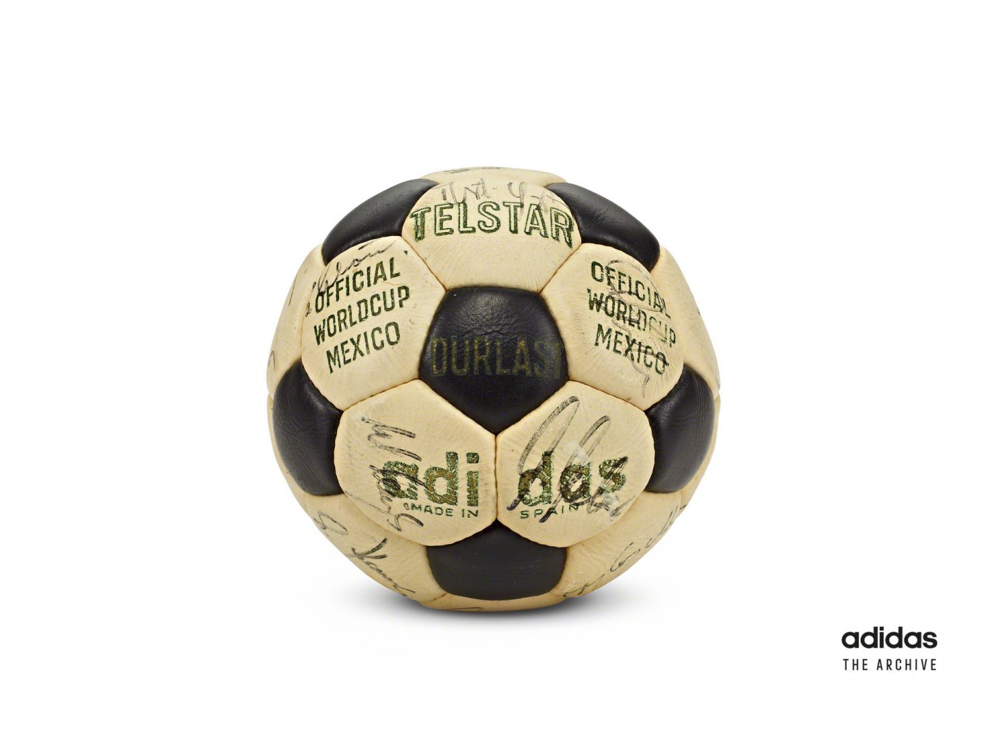 The original Telstar football made by adidas for the 1970 FIFA World Cup in Mexico. ©adidas Archive