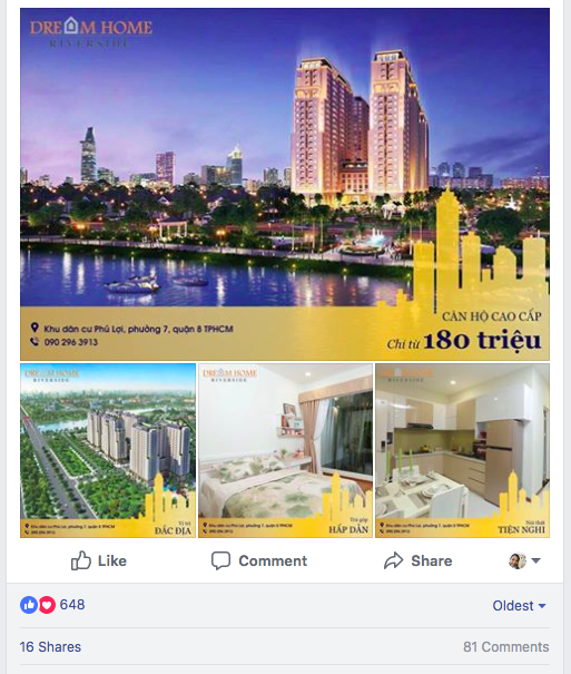 hình chụp tương tác mẫu quảng cáo Facebook
