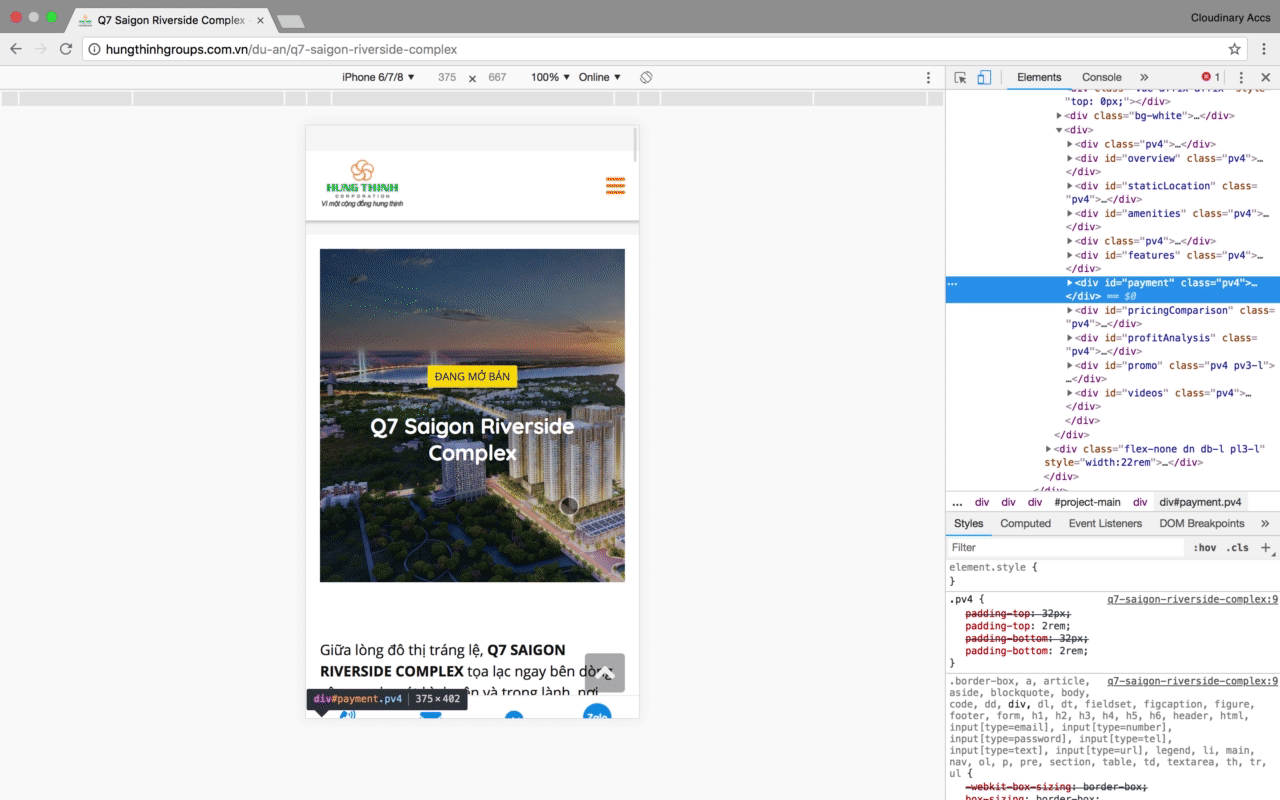 Hình 2.1 – DEMO Thanh sticky bar trên mobile