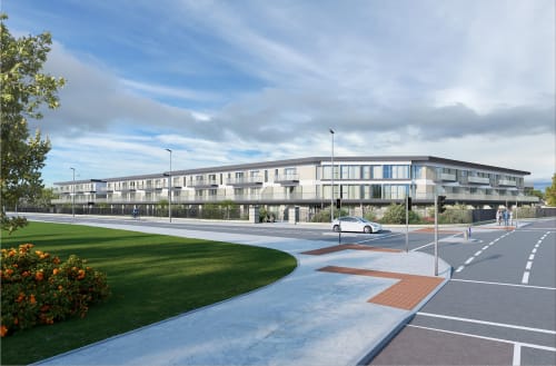 DUPLEX DEVELOPMENT This proposal involves the construction of 48 apartments in three blocks of duplexes, situated to the north of Kildare Town. The development aims to offer affordable, high-density, and high-quality contemporary housing, featuring own-door duplex apartments. The design follows the core principles of Universal Design (UD) to ensure accessibility for all. The ground-floor duplex apartments will be designed with level access, promoting inclusivity for individuals of various ages and mobility levels. The layout and features of the development are intended to create a positive environment, free of unnecessary physical and visual barriers, ensuring an inviting and functional living space for everyone.