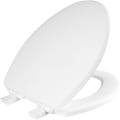 Bemis® 1600E4 000 Standard Toilet Seat With Cover, Ashland™, Elongated Bowl, Closed Front, Wood, Enamel High Gloss/White, Adjustable Hinge, Domestic