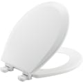 Bemis® 500EC 000 Heavy Duty Toilet Seat, Round Bowl, Closed Front, Wood, White, Quick Release Hinge, Domestic