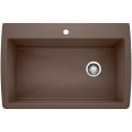 Blanco 440192 DIAMOND™ SILGRANIT® II Kitchen Sink, Rectangle Shape, 1 Faucet Holes, 32-1/2 in W x 22 in D, Drop-In Mount, Granite, Cafe Brown, Import
