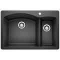 Blanco 440199 DIAMOND™ SILGRANIT® II Kitchen Sink, Rectangle Shape, 1 Faucet Holes, 33 in W x 22 in D, Drop-In Mount, Granite, Anthracite, Import