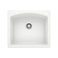 Blanco 440211 DIAMOND™ Kitchen Sink, SILGRANIT® II, Squared Shape, 1 Faucet Holes, 25 in W x 22 in D, Drop-In Mount, Granite, White, Import