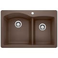 Blanco 440213 DIAMOND™ SILGRANIT® II Kitchen Sink, Rectangle Shape, 1 Faucet Holes, 33 in W x 22 in D, Drop-In Mount, Granite, Cafe Brown, Import