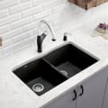 Blanco 440220 DIAMOND™ SILGRANIT® II Kitchen Sink With Ledge, SILGRANIT® II, Rectangle Shape, 1 Faucet Holes, 33 in W x 22 in D, Drop-In Mount, Granite, Anthracite, Import