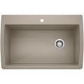 Blanco 441287 DIAMOND™ SILGRANIT® Super Single Bowl Dual Mount Kitchen Sink, Rectangle Shape, 1 Faucet Holes, 33-1/2 in W x 22 in H, Drop-In/Under Mount, Granite, Truffle, Import