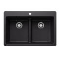 Blanco 443202 SILGRANIT Kitchen Sink, Rectangle Shape, 1 Faucet Holes, 33 in W x 22 in D, Granite, Coal Black, Import