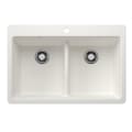 Blanco 443205 SILGRANIT Kitchen Sink, Rectangle Shape, 1 Faucet Holes, 33 in W x 22 in D, Granite, White, Import