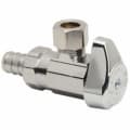 BrassCraft® G2BRPX19X C G2™ 1/4 Turn Angle Stop, 1/2 x 3/8 in Nominal, PEX Crimp Barb x Compression, 125 psi, Brass Body, Polished Chrome, Domestic