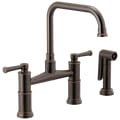 Brizo® 62525LF-RB Artesso® Widespread Bridge Kitchen Faucet With Spray, 1.8 gpm Flow Rate, 8 in Center, 360 deg Swivel Spout, Venetian Bronze, 2 Handles, Domestic