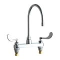 Chicago Faucet® 1100-GN8AE35-317AB Kitchen Sink Faucet, Commercial, 1.5 gpm Flow Rate, 8 in Center, Gooseneck Spout, Polished Chrome, 2 Handles, Domestic