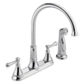 DELTA® 2497LF Cassidy™ Kitchen Faucet, 1.8 gpm Flow Rate, 8 in Center, Swivel Spout, Polished Chrome, 2 Handles, Import