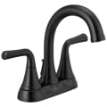 DELTA® 2533LF-BLMPU Kayra™ Centerset Bathroom Faucet, Matte Black, 2 Handles, Metal Push Pop-Up Drain, 1.2 gpm at 60 psi Flow Rate
