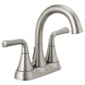 DELTA® 2533LF-SSMPU Kayra™ Centerset Bathroom Faucet, Stainless Steel, 2 Handles, Metal Push Pop-Up Drain, 1.2 gpm at 60 psi Flow Rate