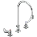 DELTA® 27C2924 Sink Faucet, Commercial, 1.5 gpm Flow Rate, 8 in Center, Gooseneck Spout, Polished Chrome, 2 Handles, Import