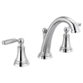DELTA® 3532LF-MPU 3532 Woodhurst™ Widespread Bathroom Faucet, 1.2 gpm Flow Rate, 4-7/16 in H Spout, 4-1/2 to 16 in Center, Polished Chrome, 2 Handles, Metal Pop-Up Drain, Import