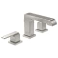 DELTA® 3567-SSMPU-DST Ara® Widespread Lavatory Faucet, Commercial, 1.5 gpm Flow Rate, 4-5/8 in H Spout, 4 to 16 in Center, Stainless Steel, 2 Handles, Pop-Up Drain, Domestic