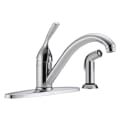 DELTA® 400-DST Classic Kitchen Faucet, 1.8 gpm Flow Rate, 8 in Center, Swivel Spout, Polished Chrome, 1 Handles, Domestic