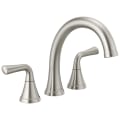 DELTA® T2733-SS Kayra™ Roman Tub/Whirlpool Faucet Trim, 10 to 16 in Center, Stainless Steel, 2 Handles, Domestic