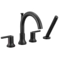 DELTA® T4759-BL Trinsic® Roman Tub Trim, 2 gpm Flow Rate, 8 to 16 in Center, Matte Black, 2 Handles, Function: Traditional, Domestic