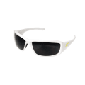 EDGE® TXB246-E1 Brazeau Torque Polarized Safety Glasses With Yellow E Logo, Anti-Scratch, Smoke Lens, White, Nylon Frame, ANSI/ISEA Z87.1+2015, MCEPS GL-PD 10-12
