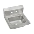 Elkay® CHSB17162 Handwash Sink, Rectangle Shape, 15-1/2 in W x 13 in D x 16-3/4 in H, Wall Mount, Stainless Steel, Buffed Satin, Import