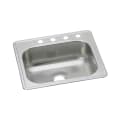 Elkay® DSE125224 Dayton® Kitchen Sink, Elite Satin, Rectangle Shape, 21 in L x 15-3/4 in W x 8 in D Bowl, 4 Faucet Holes, 25 in L x 22 in W x 8-1/16 in H, Top Mount, Stainless Steel