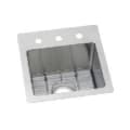 Elkay® ECTSR15159TBG1 Transitional Kitchen Sink Kit, Crosstown®, Squared Shape, 1 Faucet Hole, 15 in L x 15 in W x 9 in H, Drop-In/Under Mount, 18 ga 304 Stainless Steel, Polished Satin, Import