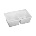 Elkay® ELG3322WH0 Classic® Kitchen Sink, White, Rectangle Shape, 14-1/4 in Left, 14-1/4 in Right L x 16-7/16 in Left, 16-7/16 in Right W x 9-1/2 in Left, 9-1/2 in Right D Bowl, 5 Faucet Holes, 33 in L x 22 in W x 9-1/2 in H, Top Mount, Quartz