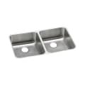 Elkay® ELUHAD311855 Lustertone™ Classic Kitchen Sink, Rectangle Shape, 13-1/2 in Left, 13-1/2 in Right L x 16 in Left, 16 in Right W Bowl x 5-3/8 in Left, 5-3/8 in Right D Bowl, 30-3/4 in L x 18-1/2 in W x 5-3/8 in H, Under Mounting
