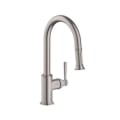 AXOR 16581801 Montreux Kitchen Faucet, 1.75 gpm Flow Rate, Steel Optik, 1 Handles, 1 Faucet Holes, Function: Traditional, Domestic