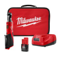 Milwaukee® 2457-21 Double Insulated Cordless Ratchet Kit, 3/8 in Drive, 35 ft-lb Torque, 0 to 250 rpm Speed, 12 VDC, Li-Ion Battery, 10-3/4 in OAL